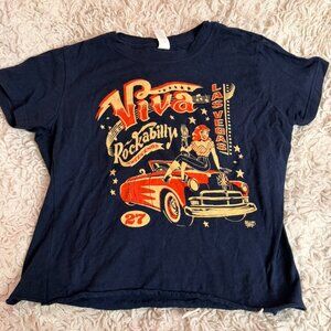 Viva Las Vegas Rockabilly Weekend 27 T-Shirt Cropped Top Women's Medium Pinup